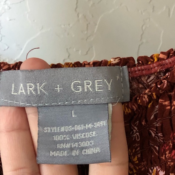 Lark + Grey|Boho burnt orange floral smocked midi dress, size large•••sleeveless - Picture 8 of 10